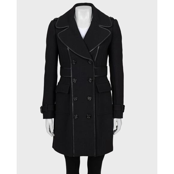 Burberry Black Double-Breasted Wool Blend Coat - UK8/S - Picture 1 of 4
